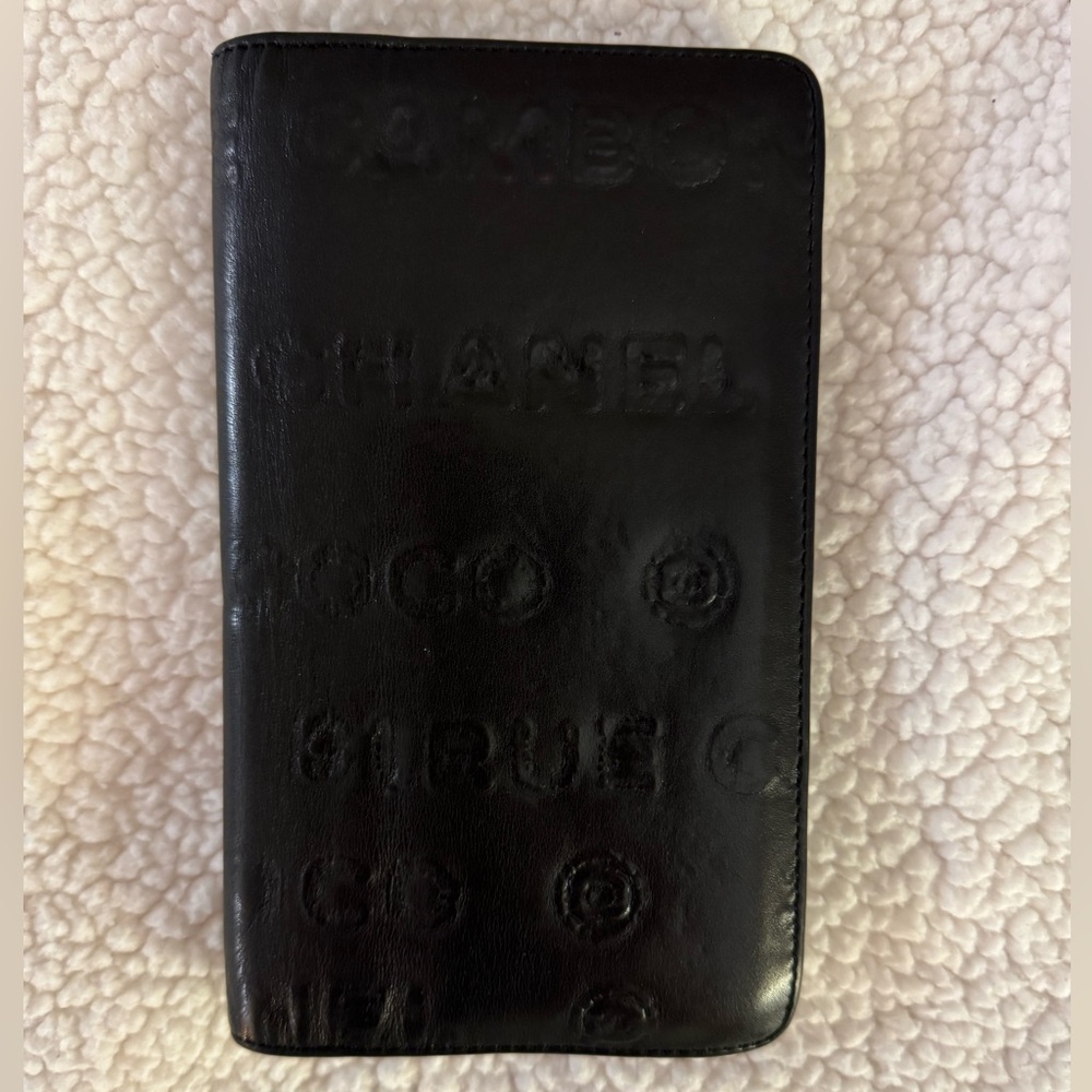 Authentic Chanel Black Leather Long Bifold Wallet